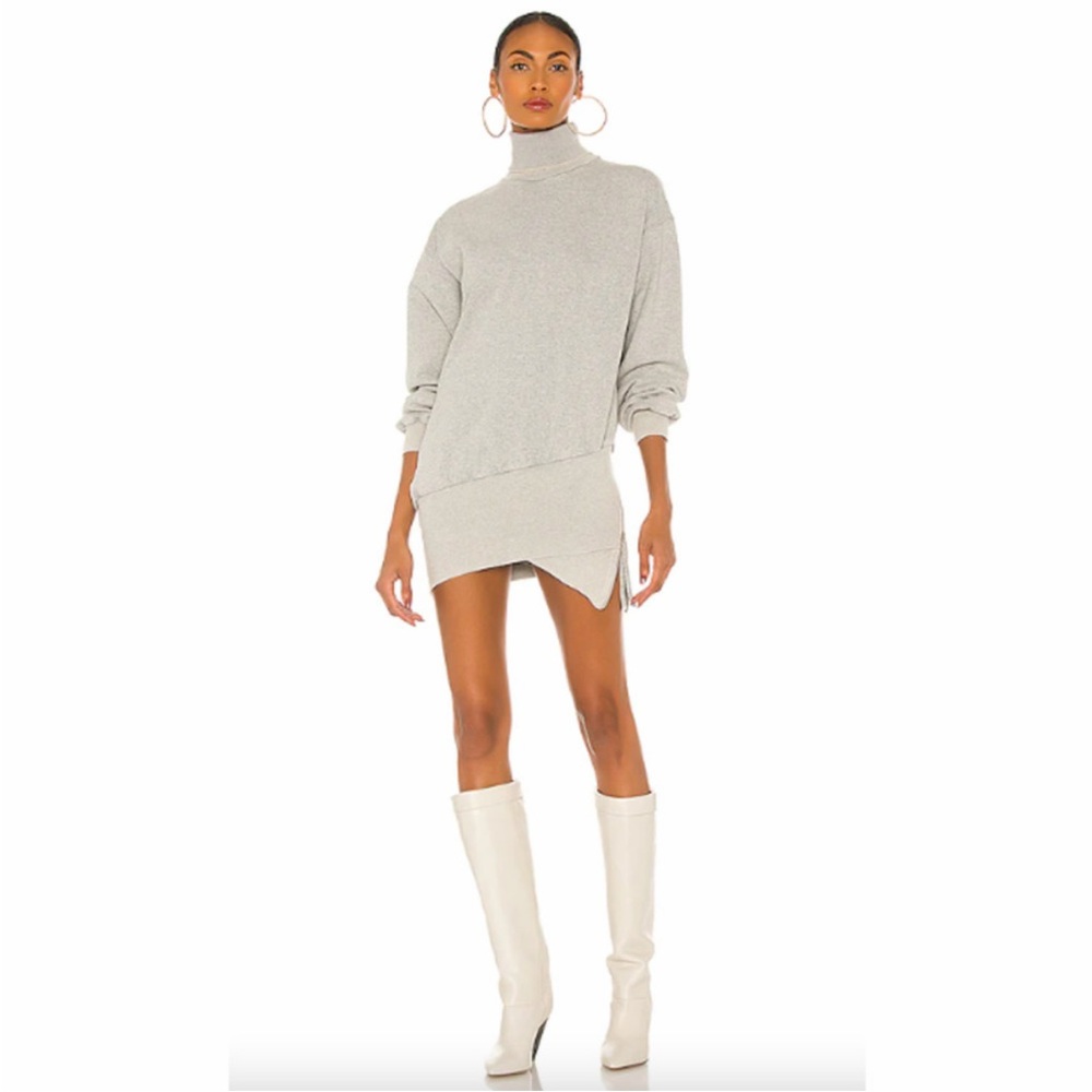 RETROFETE Desreen Sweater Dress Gray Turtleneck Sweatshirt zip XS